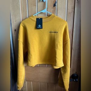 NWT Converse Crop Crew neck mustard yellow size small